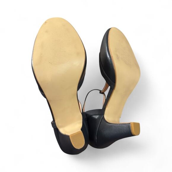Elegant Navy T-Strap Women's Heels - Picture 5 of 6